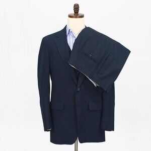 Vintage 1920s 40L 34x33 Navy Full Suit 2-Button Stripe R648